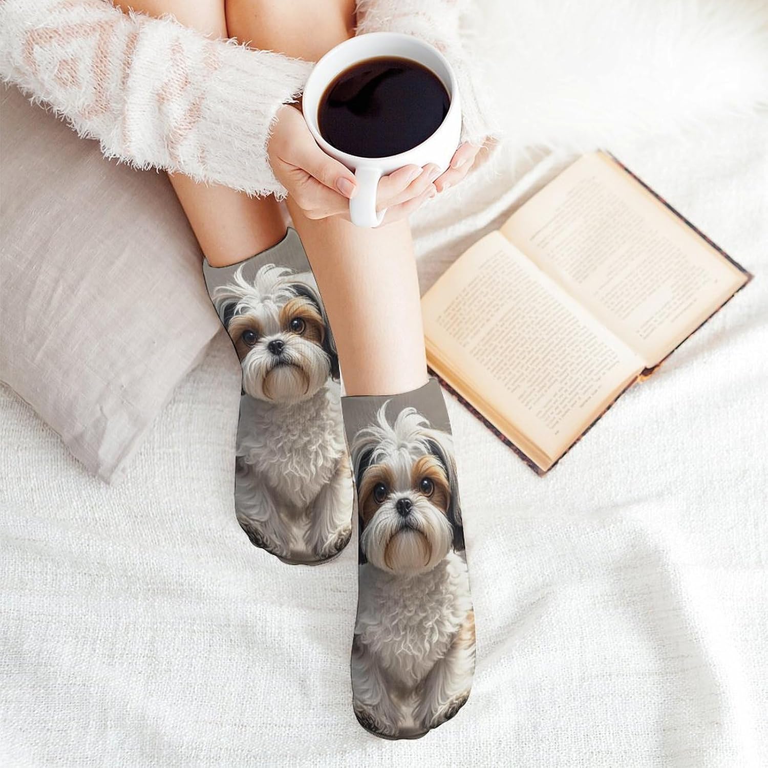 5 Pairs of Cotton Ankle Socks for Women Men Shih Tzu Dog Low Cut Socks for Running Hiking No Show Athletic Sock