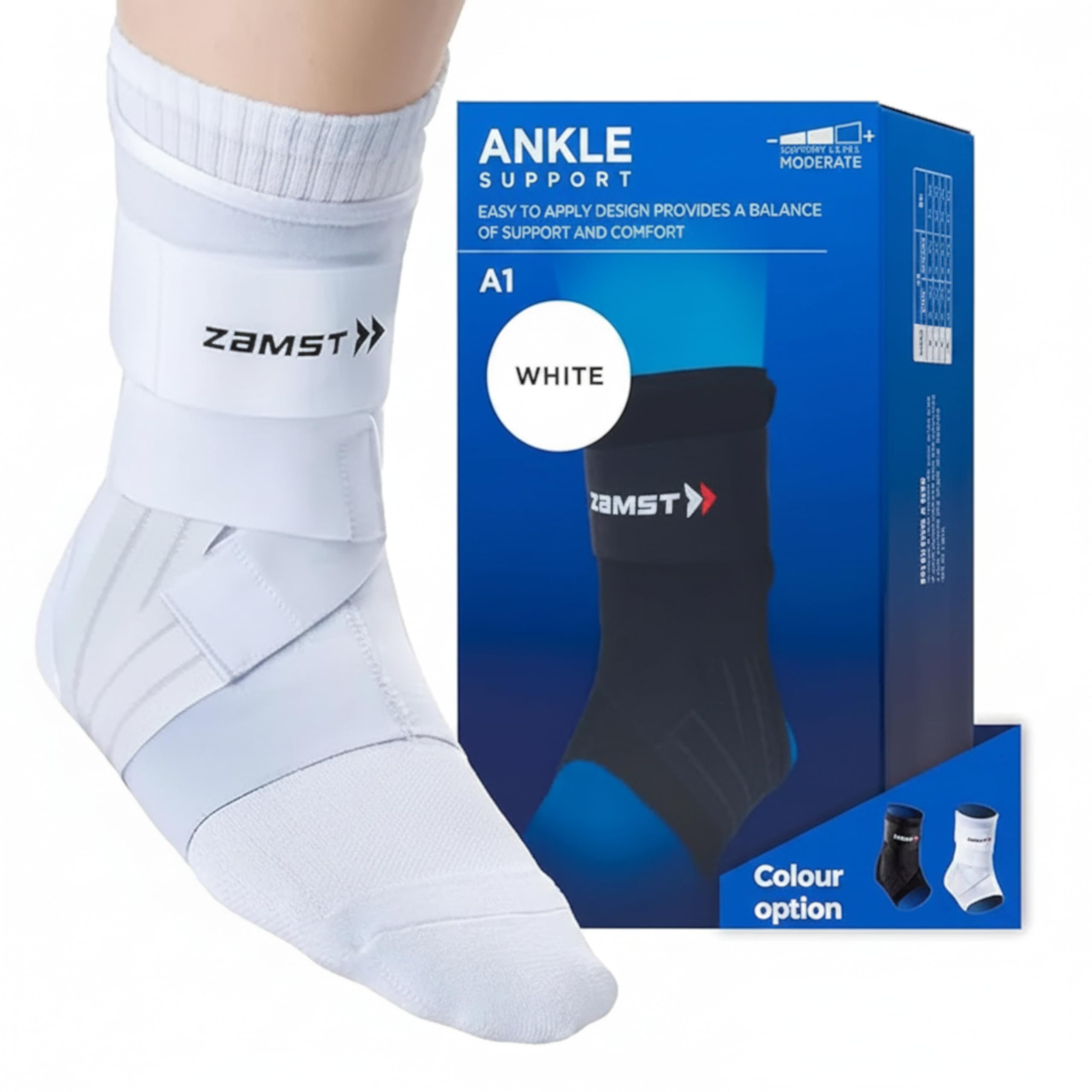 Zamst A1 Knöchelbandage für Sport – atmungsaktive Sport-Knöchelbandage für Damen und Herren mit verstellbaren Drei-Wege-Riemen für moderate seitliche Knöchelverstauchung – rechts, klein