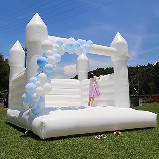Awesmflate White Bounce House Castle with Air Blower 13FT, Inflatable Bouncy Castle White Jumper Bouncy Castle Wedding Decorations Jumping Bed for Party (13ft x 11.5ft x 10ft)