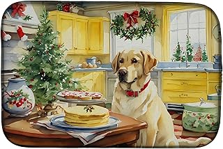 Caroline's Treasures DAC3844DDM Labrador Retriever Christmas Cookies Dish Drying Mat Absorbent Dish Drying Mat Pad for Kitchen Counter Dish Drainer Mat for Countertop, 14 x 21", Multicolor