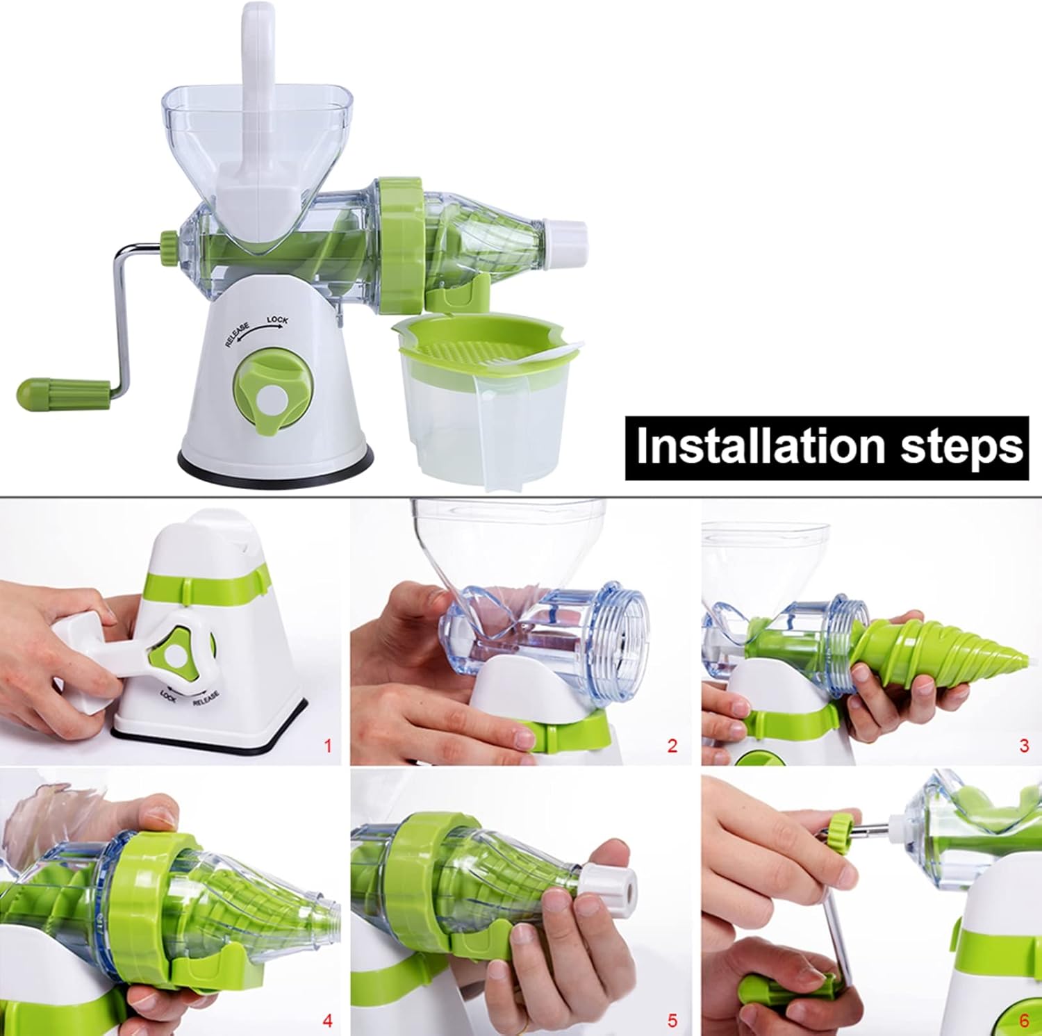 Manual Juicer Fruits Juicer, Plastic Detachable Parts Juice Leftovers Separation Juicer Machine for Traveling, Camping, or Any Time You Need Juice