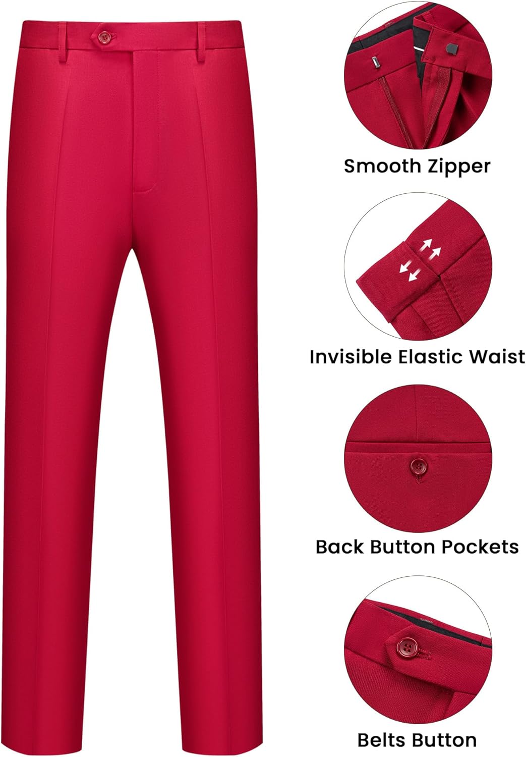 WULFUL Men's 2 Piece Suits Slim Fit Two Button Blazer Jacket Pants Set for Party,Wedding and Business - Image 7