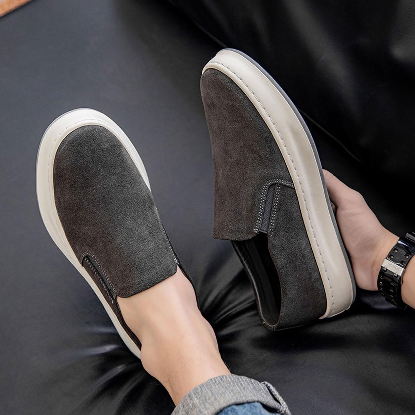 Mocassini Uomo Estivi Leggere Scarpe Cerimonia Comode Mocassini Elegante Sportivo Scarpe Tela Antiscivolo Slip on Scarpe da Barca Senza Lacci,Mocassino Scamosciato Uomo per Casual Business EU38-46