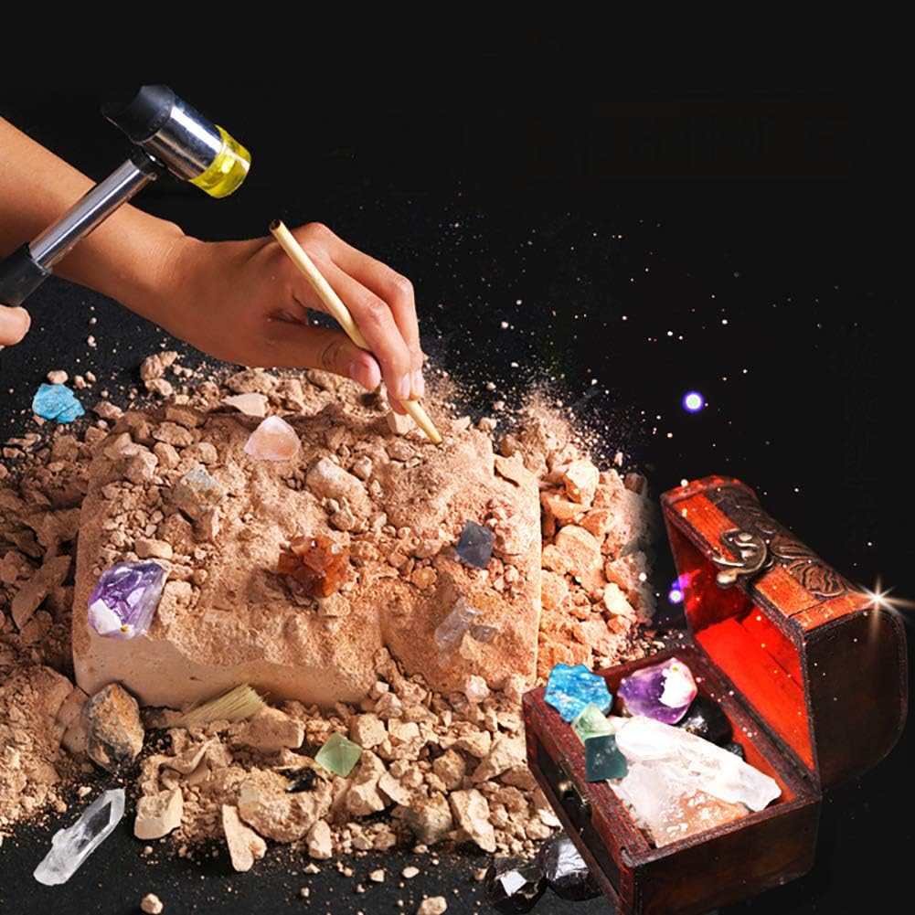 Gem Dig Kit Dig Up 18 Real Gemstones | Great Science, Gemology, Mining Gift Kids, Boys Girls | Rocks, Minerals, Excavation Toys with Gemstone Storage Box