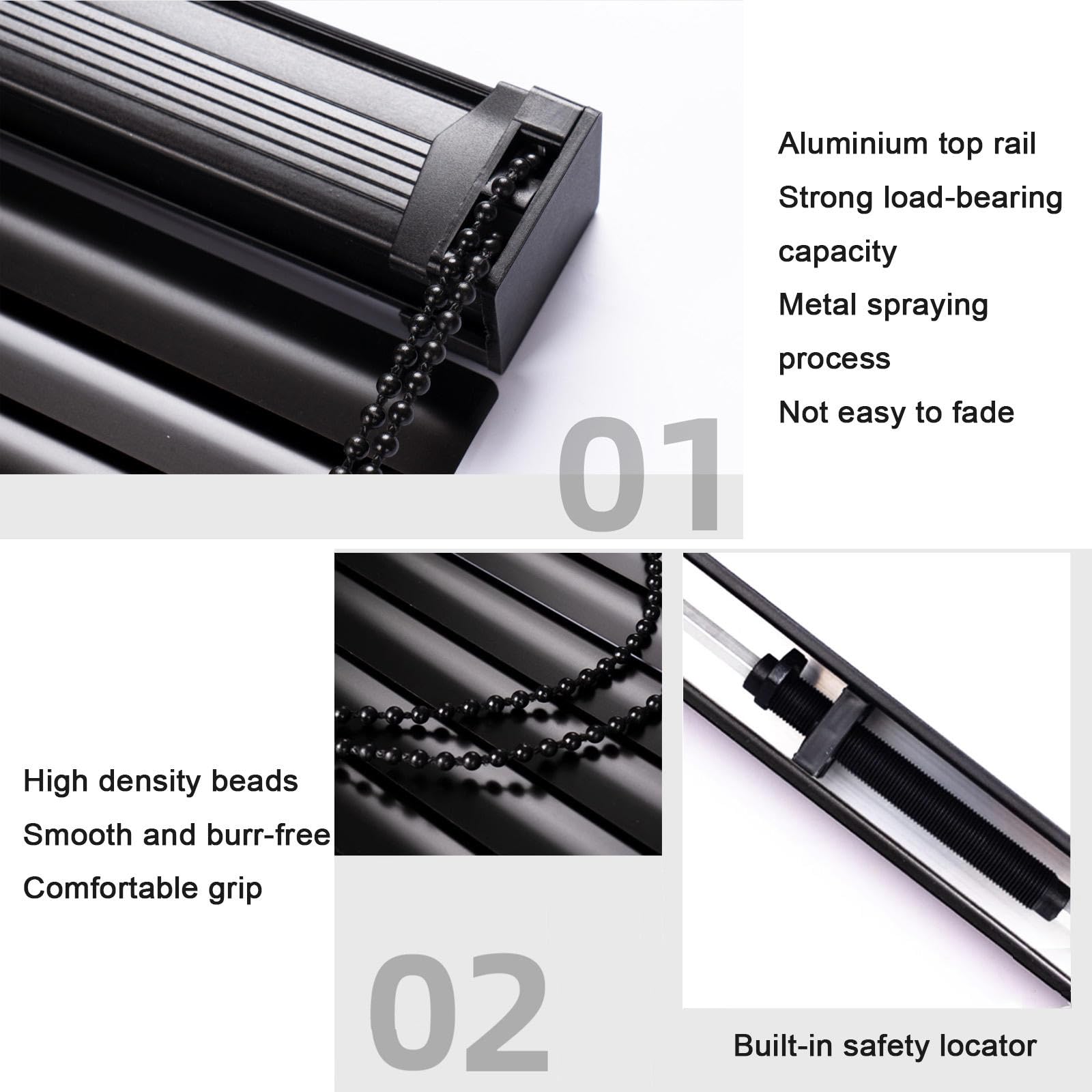 Aluminiowe żaluzje weneckie 45/60/80/90/95/100/105/110/120/135 cm szerokości, czarne poziome żaluzje okienne, metalowe żaluzje weneckie do okien, aluminiowe listwy weneckie 25 mm, szer. x wys.