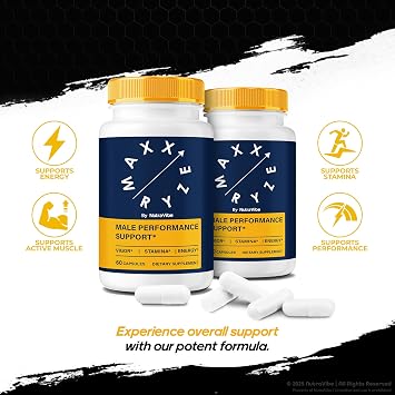 (2 Pack) Maxx Ryze Male Capsules, Official MaxxRyze for Men with Premium, Natural Ingredients to Support Performance, Lasting Energy and Endurance, Easy-To-Swallow, Only 2 Pills A Day (120 Capsules)