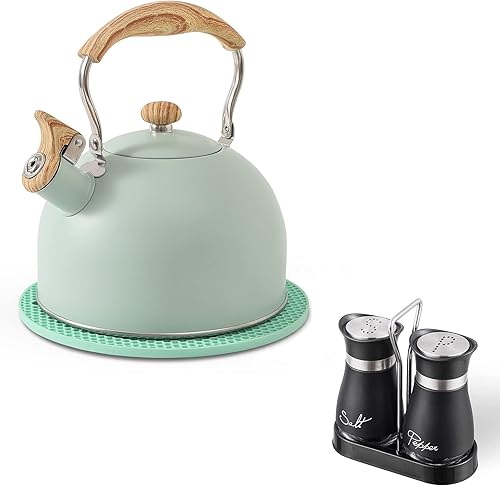 Juego de tetera y salero y pimentero de 2.5 cuartos de galón