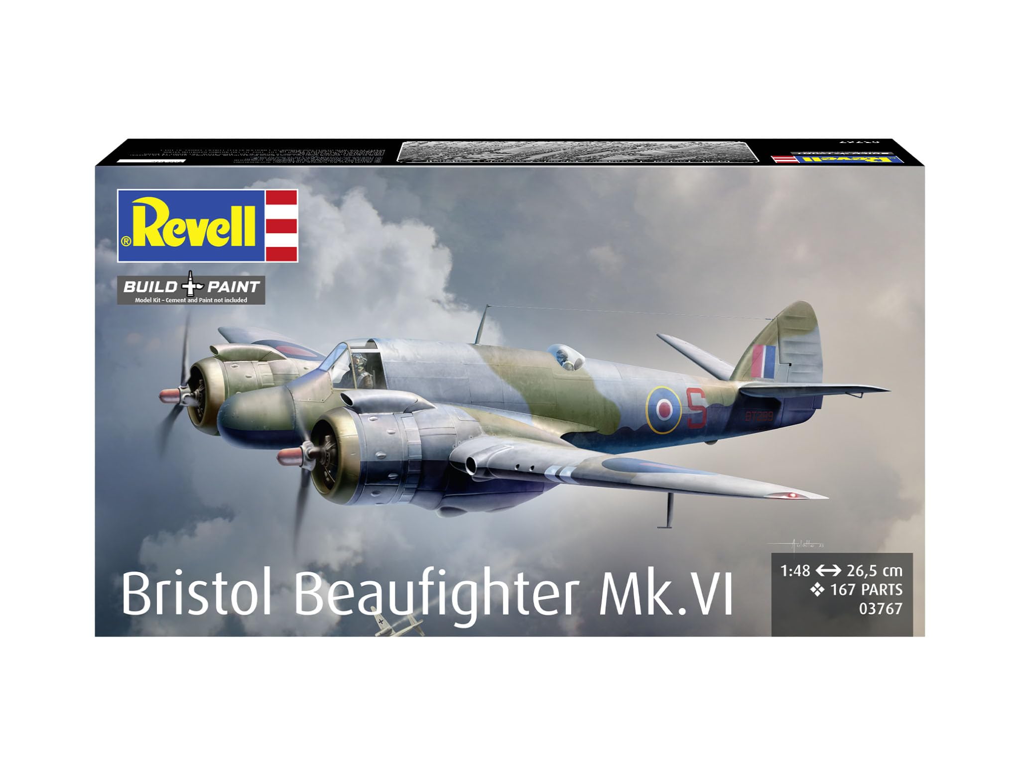 Revell 03767 Bristol Beaufighter MK VI - Modellino in plastica non costruita/non verniciata, scala 1:48