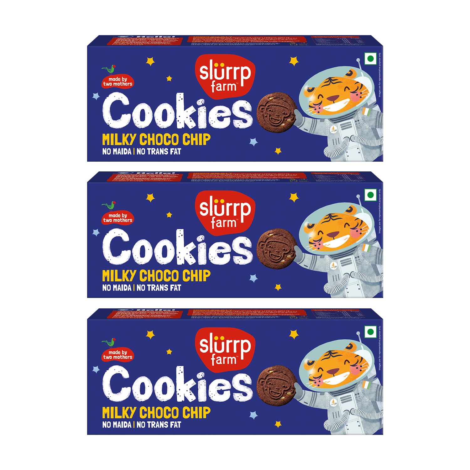 Slurrp Farm No Maida No Trans Fat Milky Choco Chip Cookies | Healthy Cookies for Kids | Made with Jowar and Whole Wheat | Pack of 3 x 80g Slurrp Farm No Maida No Trans Fat Milky Choco Chip Cookies | Healthy Cookies for Kids | Made with Jowar and Whole Wheat | Pack of 3 x 80g