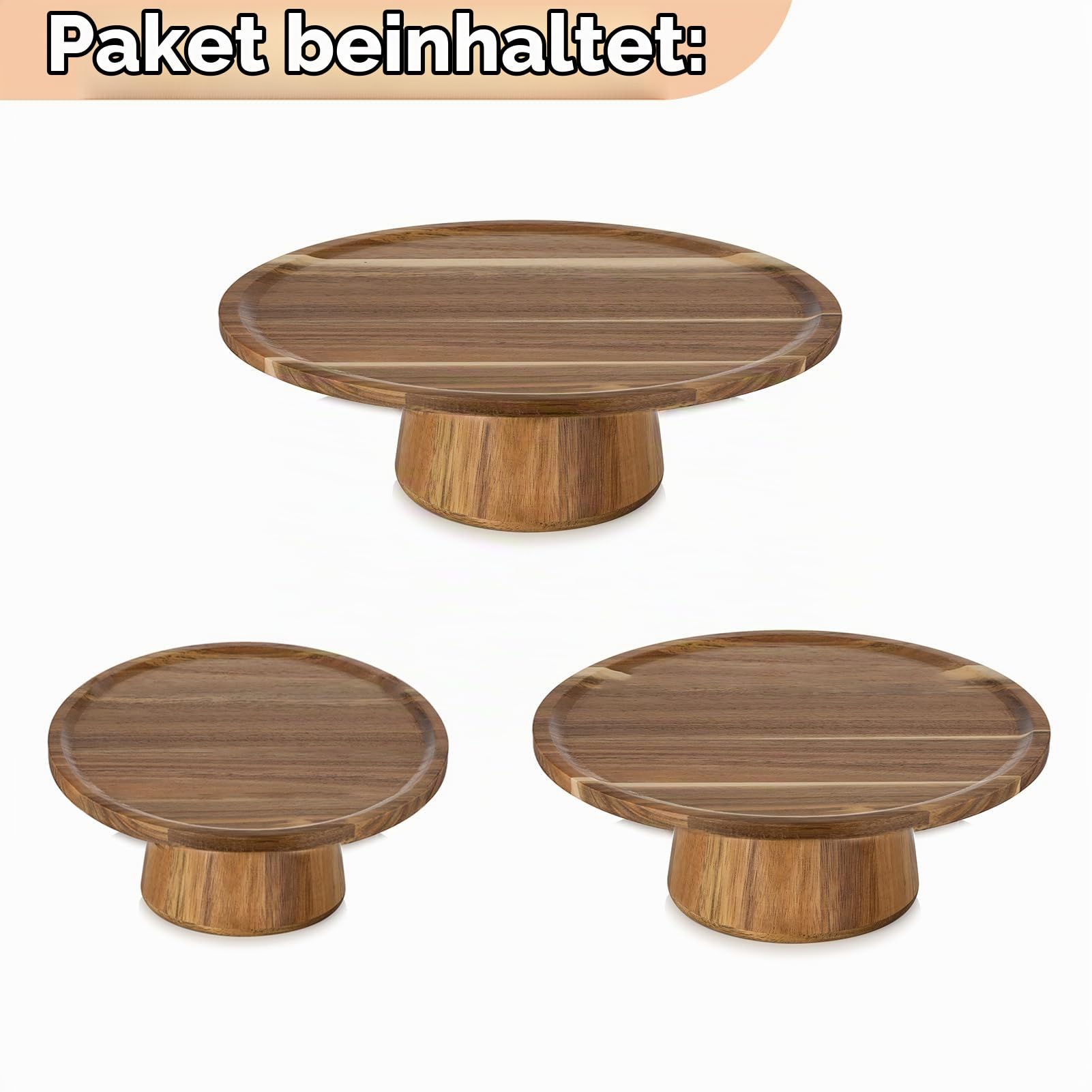 NUPTIO Tortenständer Cupcake Ständer Hochzeit: 3er Set Hochzeitstortenständer Tortendeko Rund Deko Hochzeitstorte für Torten Lebensmittel Holz Party Geschenk Multifunktionale