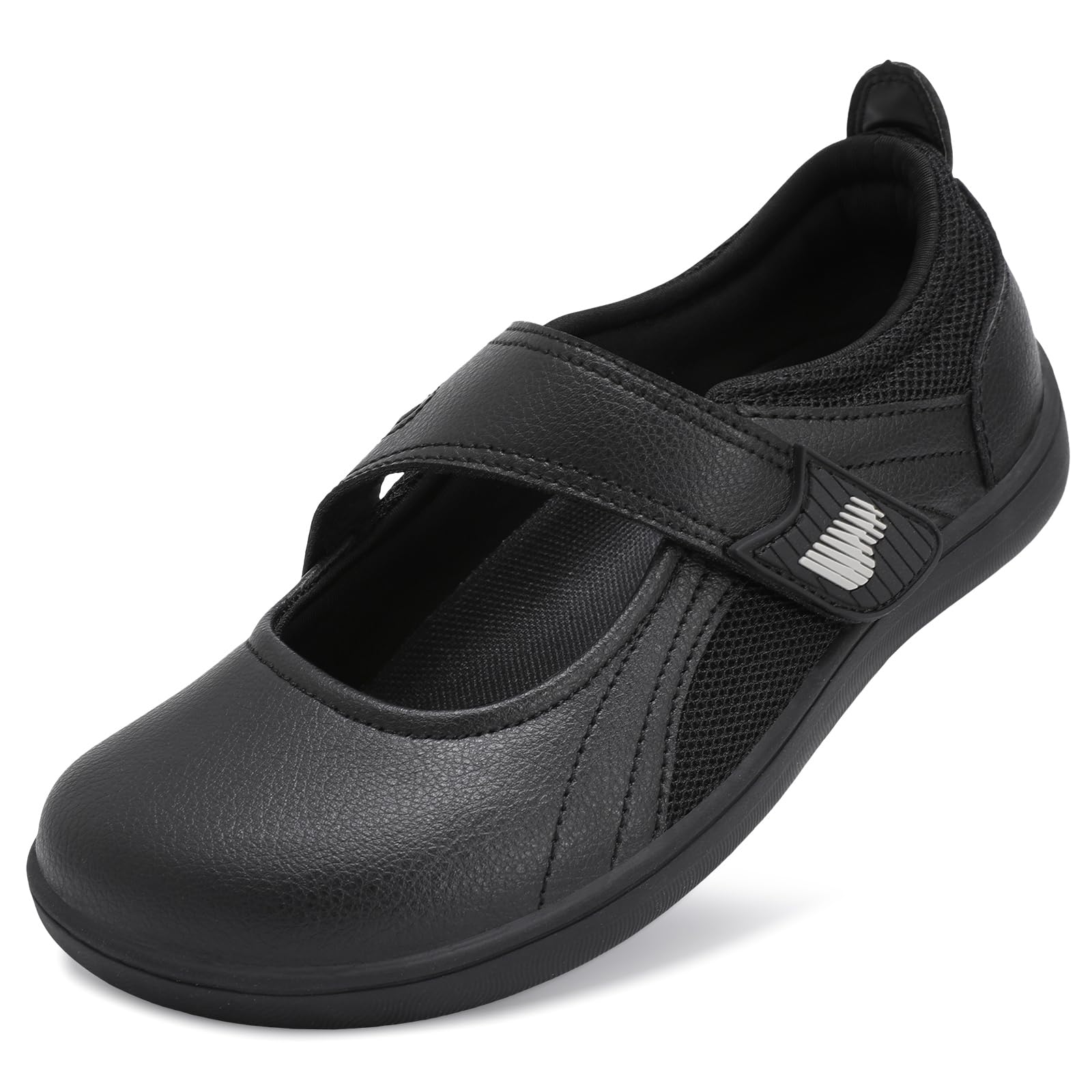 BARERUN Womens Walking Shoes Classic Mary Jane Flats Wide Toe Diabetic Shoes for Women Adjustable Breathable Lightweight Daily Barefoot Shoes