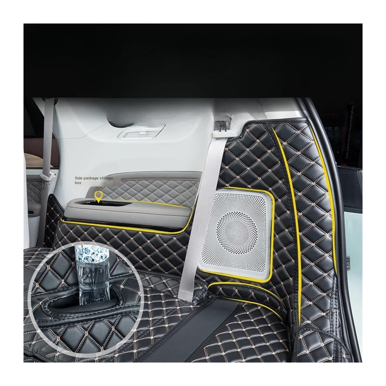 wykładzina cargo Skórzana mata do bagażnika samochodowego pasująca do Dongfeng Forthing M4 U-Tour 2024 2025 6 miejsc antypoślizgowa osłona bagażnika(3pcs black beige)