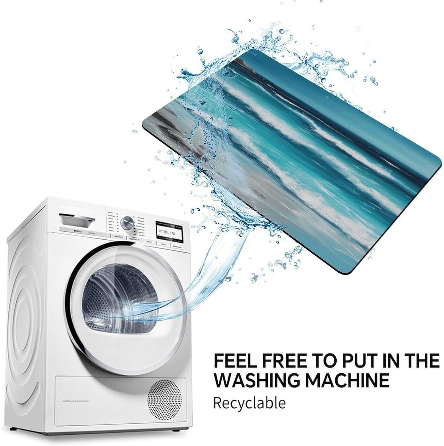 Beach Original Seascape Drying Mat for Kitchen Counter 20x28 inch, Diatomite Dish Drying Mat, Non-Slip, Absorbent Dish Drainer Pad for Coffee & Utensils, Kitchen Decor Mats