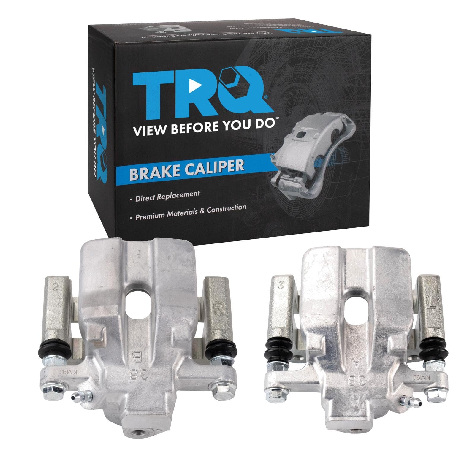 TRQ Rear Driver and Passenger Side Brake Caliper Set Hardware Brackets