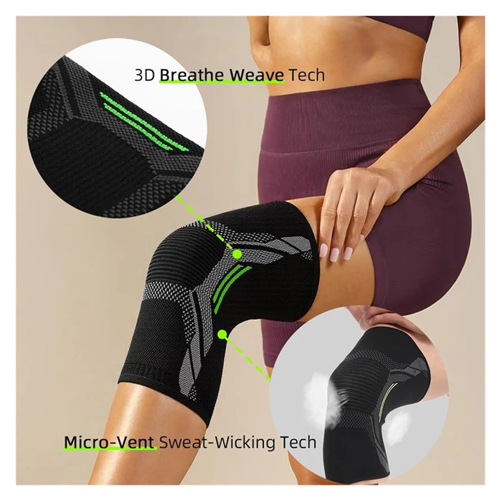 MRKU Rodilleras Deportivas Antideslizantes, Calentadores de Soporte, Nailon de Punto Simple, Equipo de protección para Montar a Caballo, Correr, Baloncesto, Saltar a la comba, cálidas y Resistentes a