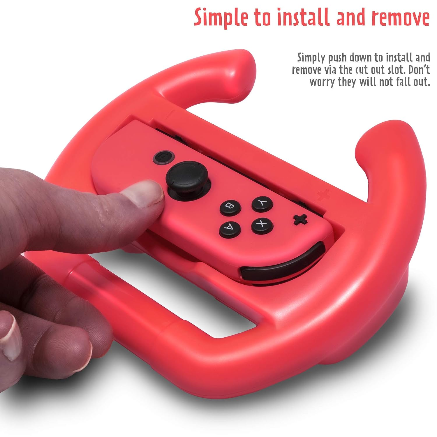 ADZ 2 x Switch Steering Wheel Compatible with Nintendo Switch JoyCon and Mario Kart Switch (Red/Blue)