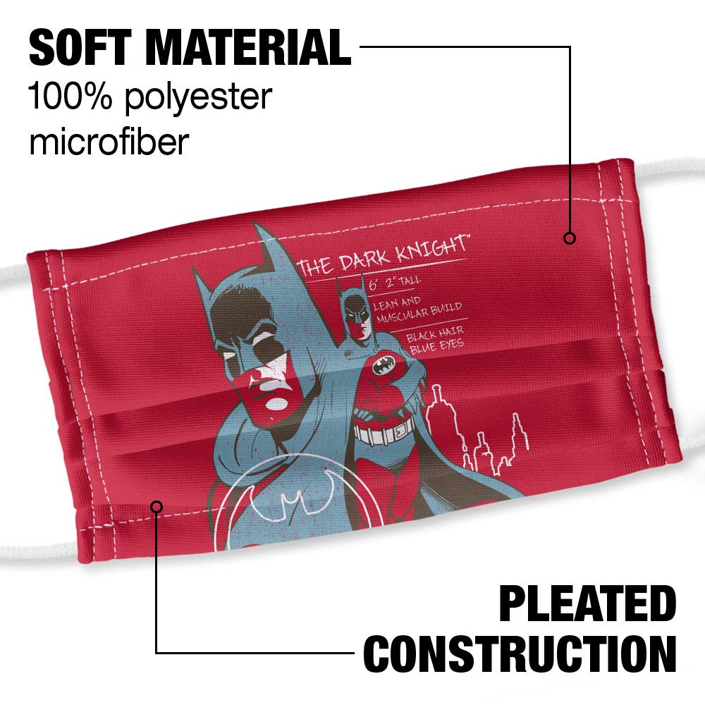 Popfunk Batman Lean and Muscular 1-Ply Reusable Face Mask Covering with Adjustable Nose Wire, Unisex