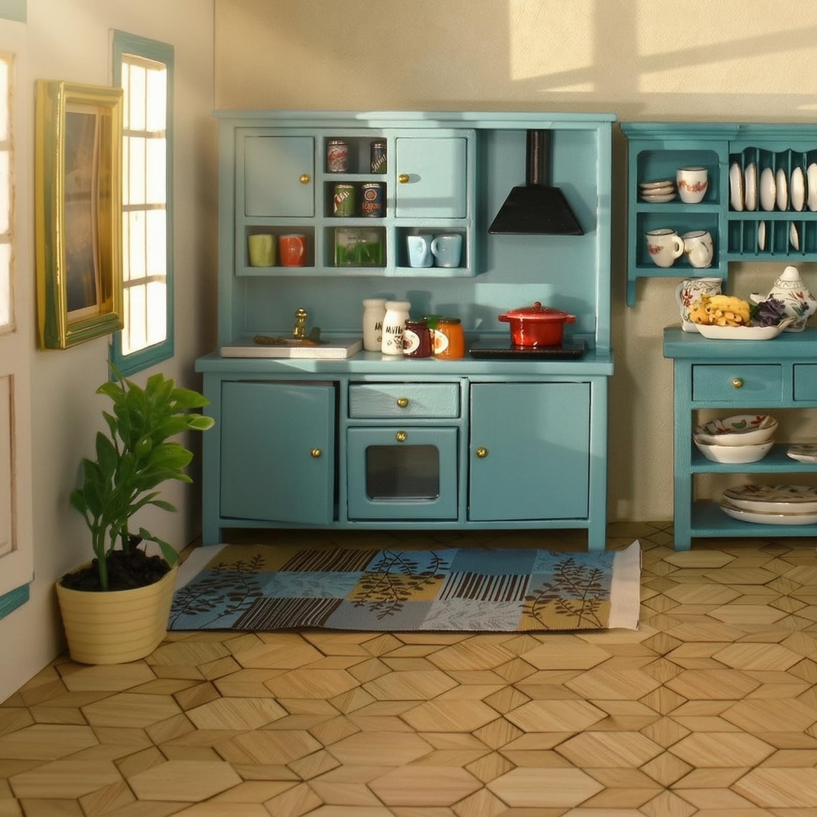 Mobile da Cucina in Miniatura Apribile Cucina in Miniatura Realistico Giocattolo per Collezionisti, Bambini
