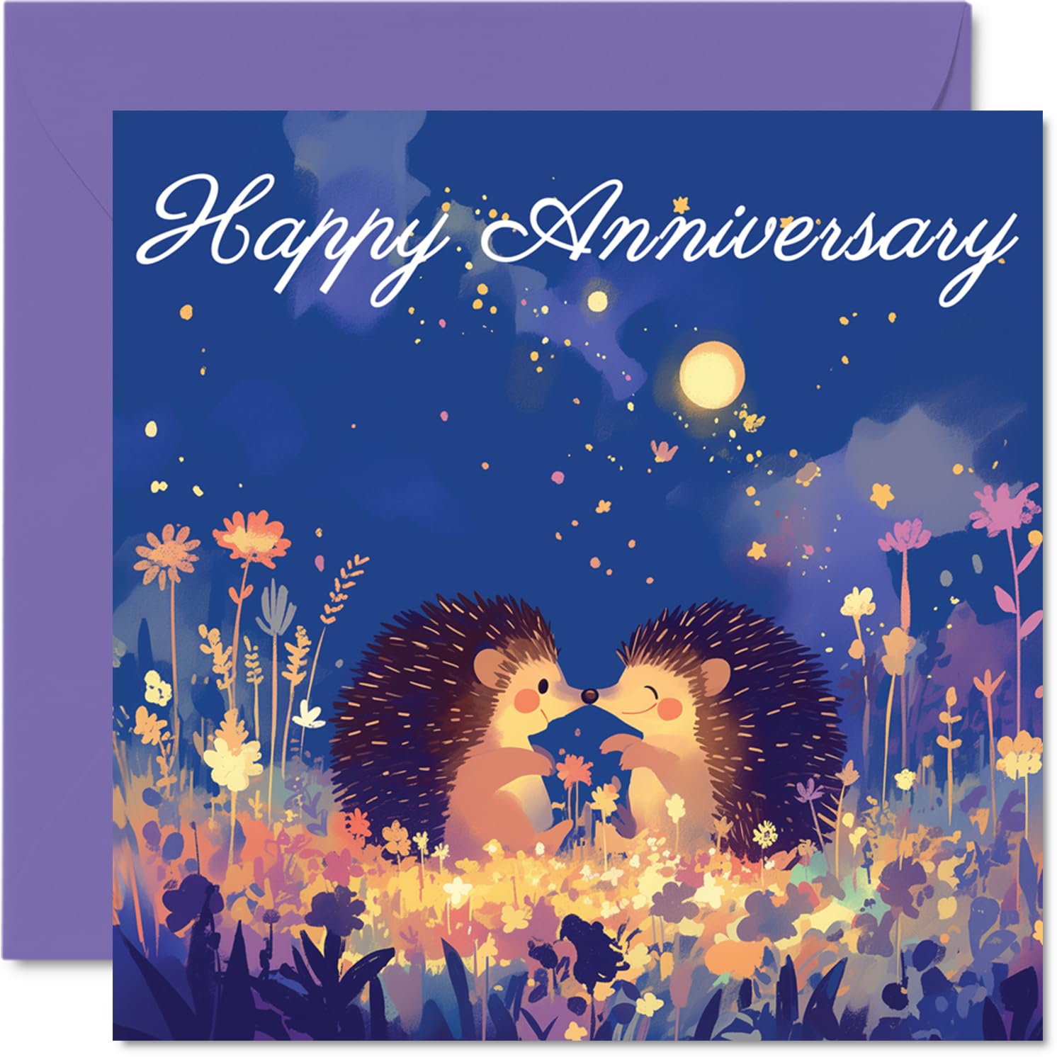 Cute Anniversary Card - Hedgehogs in Love - Romantic Happy Anniversary Card for Women Men, 145mm Sweet I Love You Anniversaries Greeting Cards