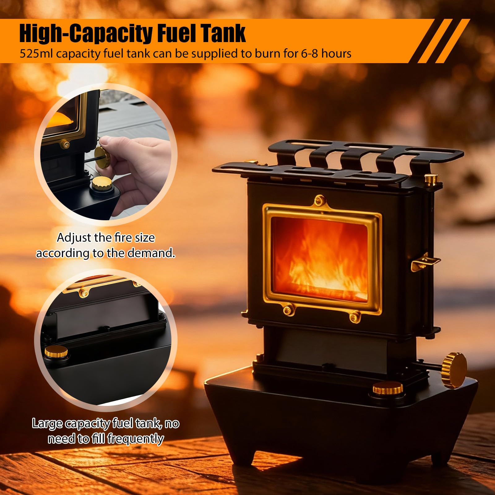 Tragbarer Petroleum Laterne mit 525ml Öltank Petroleum Camping Heizung Stove Multifunktionale Campingkocher mit Aufbewahrungstasche für Außenbeleuchtung Erwärmung Kochen