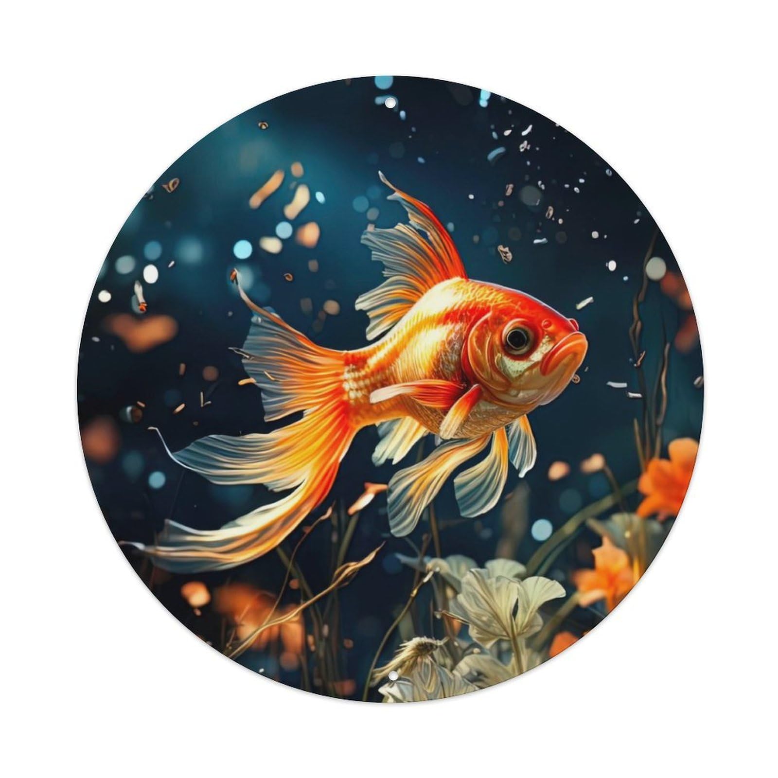 Animal Artwork Goldfish Vintage Metal Tin Sign Plaque Wall Decor for Cafe, Club Bar, Office, Garden Metal Poster 8x8Inch