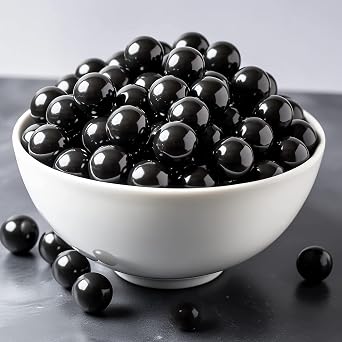 Naturejam Black Gumballs 2 Pounds-For Black Candy Buffets Or Zebra Themed Sweets Stations or Gum Ball Machines 1 Inch Bubblegum
