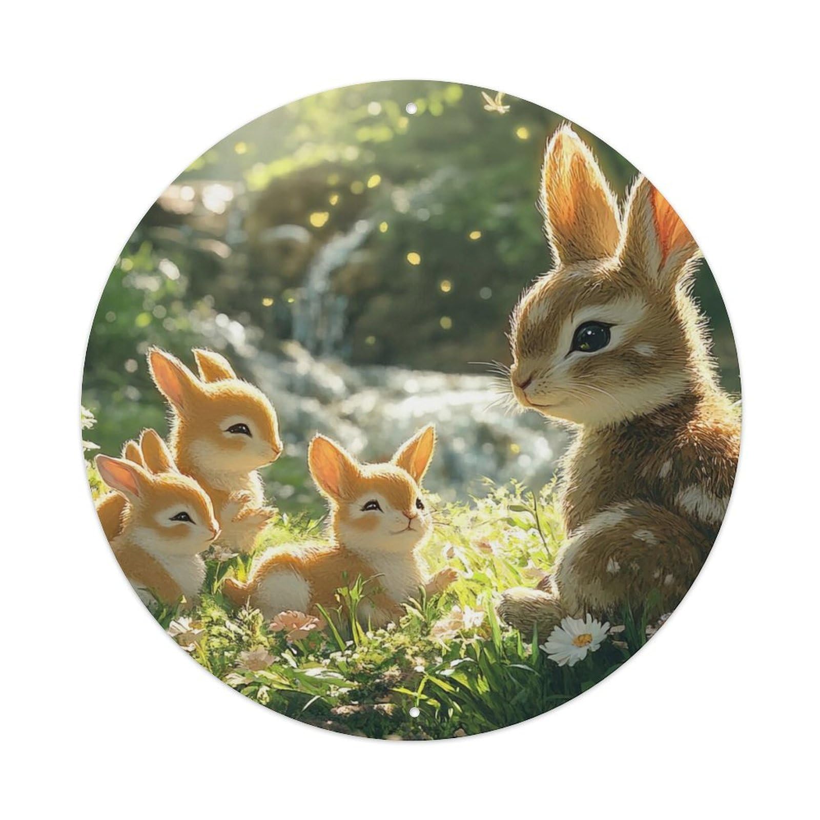 Animal Artwork Bunny on The Bush Vintage Metal Tin Sign Plaque Wall Decor for Cafe, Club Bar, Office, Garden Metal Poster 8x8Inch