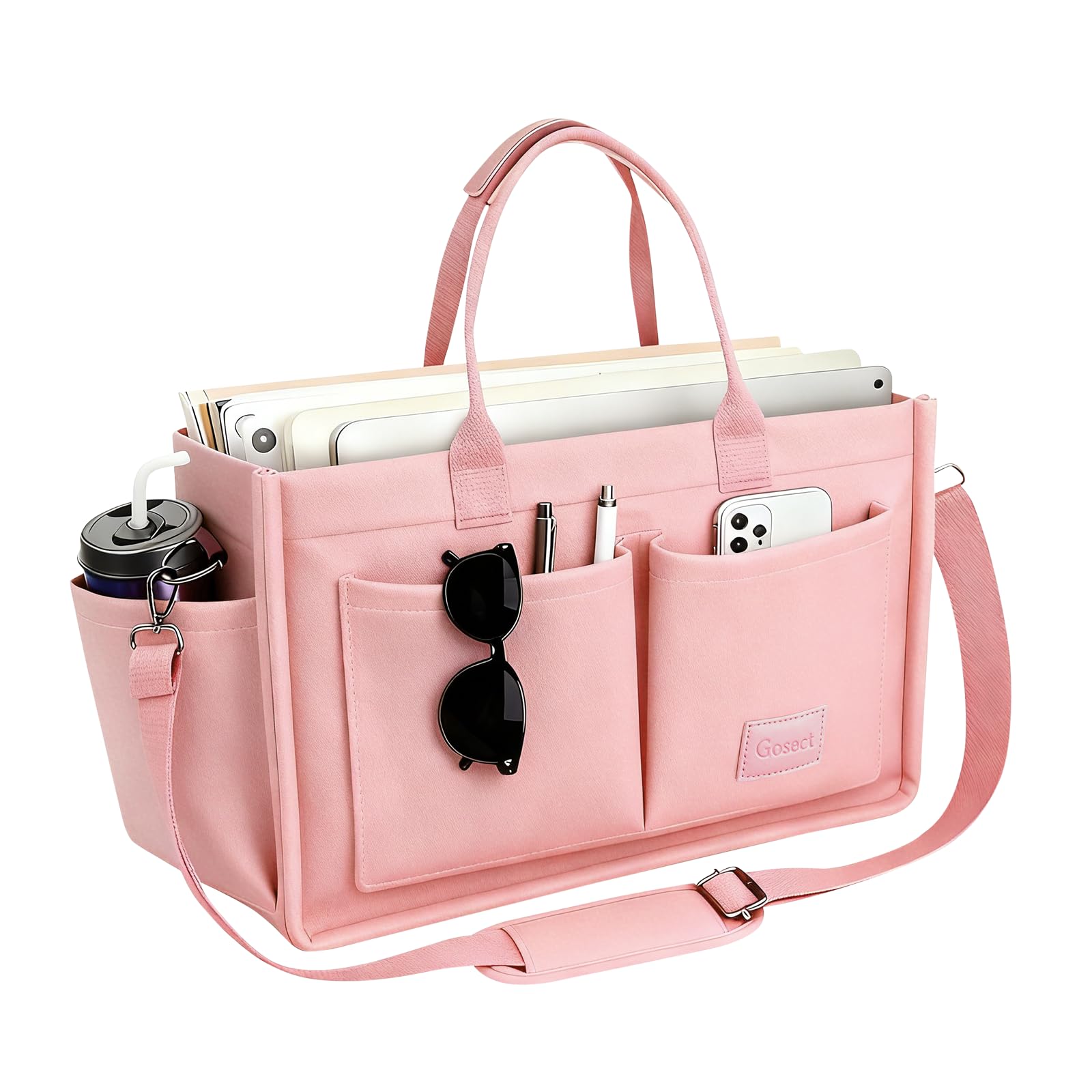 Canvas Tote Bag for Women With Pockets Laptop Work Crossbody Purses Everything Shoulder Tote Bag Everyday Satchel Handbags