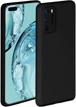 ONEFLOW Soft Case Compatible with Huawei P40 Pro, Silicone Case with Raised Edge for Screen Protection, Dual Layer Soft Phone Case, Matte Black