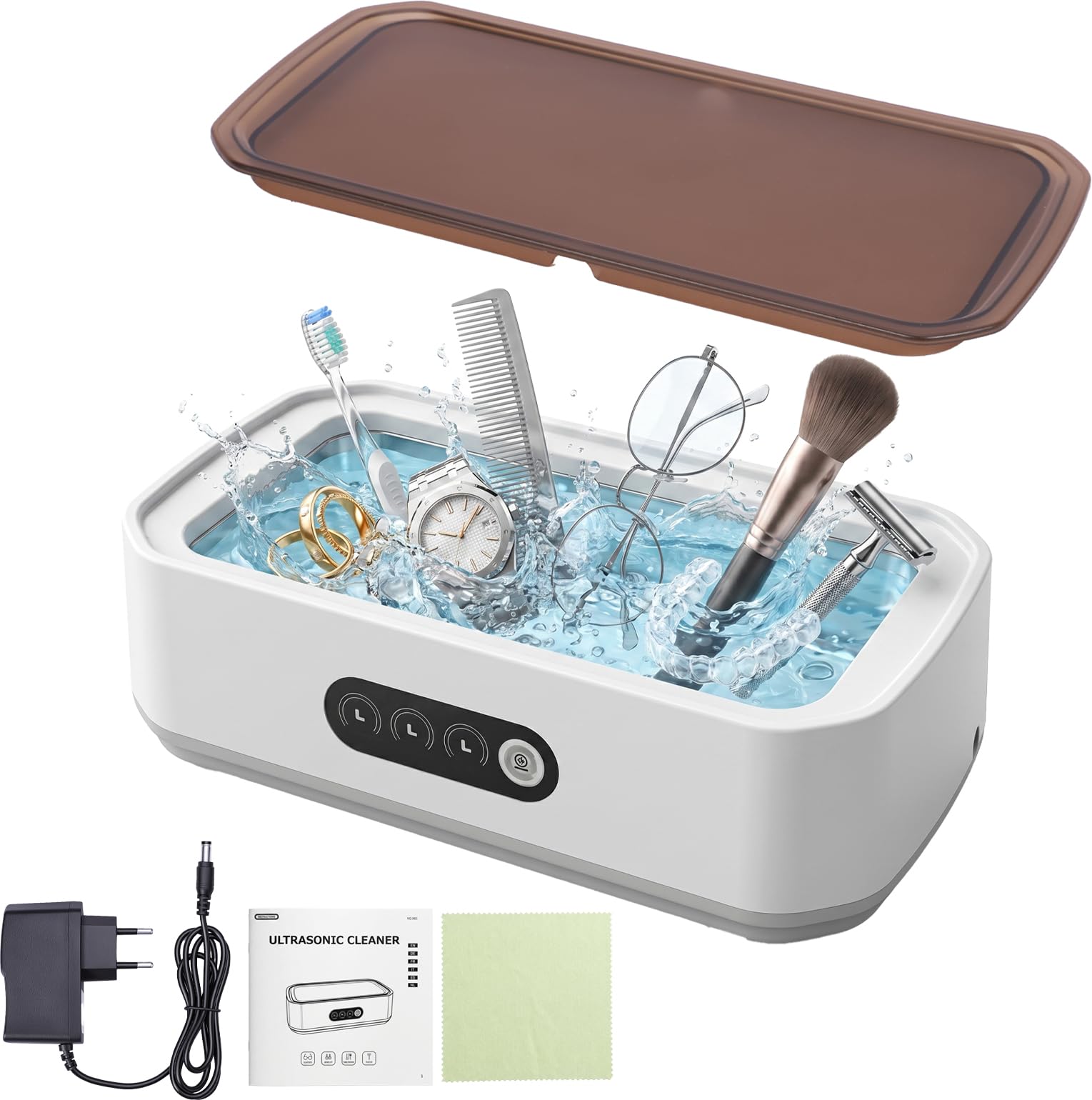 Nettoyeur Ultrasons 650ml, Bac a Ultrason 4900Hz, Profondeur à 360° avec 3 Réglages de Temps, Convient pour le Nettoyage des Lunettes, Argent, Montres, des Bijoux et des Prothèses Dentaires