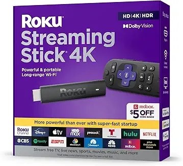 Roku Streaming Stick 4K – HDR & Dolby Vision Streaming Device with Voice Remote & TV Controls