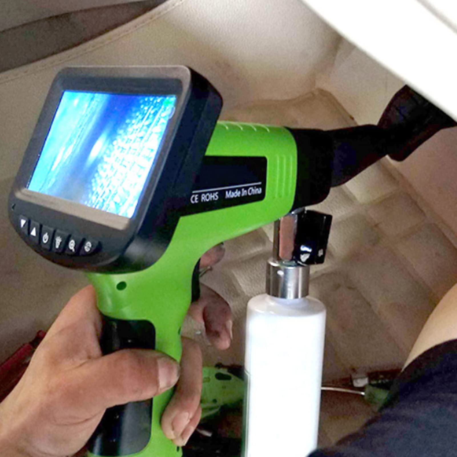 Car Endoscope LCD Display Cleaning Visual Cleaning for Air Conditioner Pipe Inspection, IP67 water resistant, 4K Screen with 6 LED Lights, Ergonomic Design