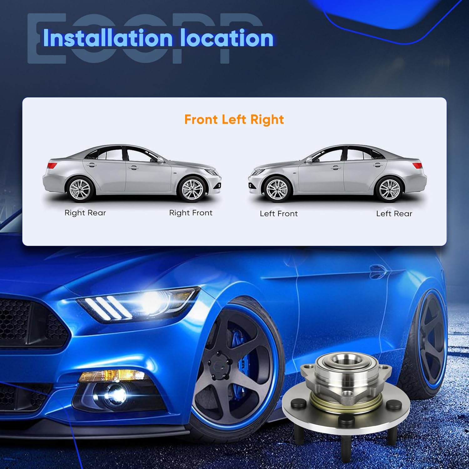 ECCPP Front 5 Lugs Wheel Bearing and Hub Assembly For 2002-2008 For Dodge Ram 1500 Wheel Hub Bearings 515072