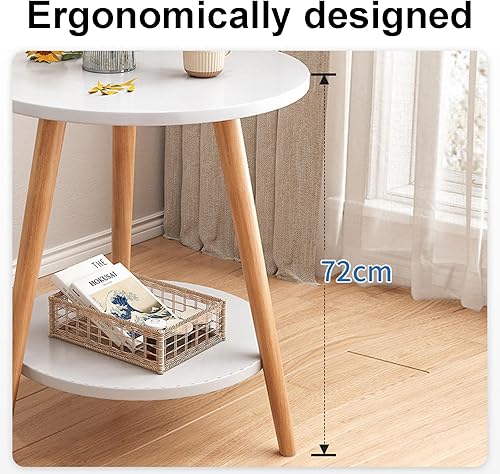 Miniatura 4 de Mesa auxiliar redonda pequeña para espacios pequeños, mesa auxiliar redonda, mesa auxiliar moderna de mediados de siglo, mesa auxiliar redonda de 2