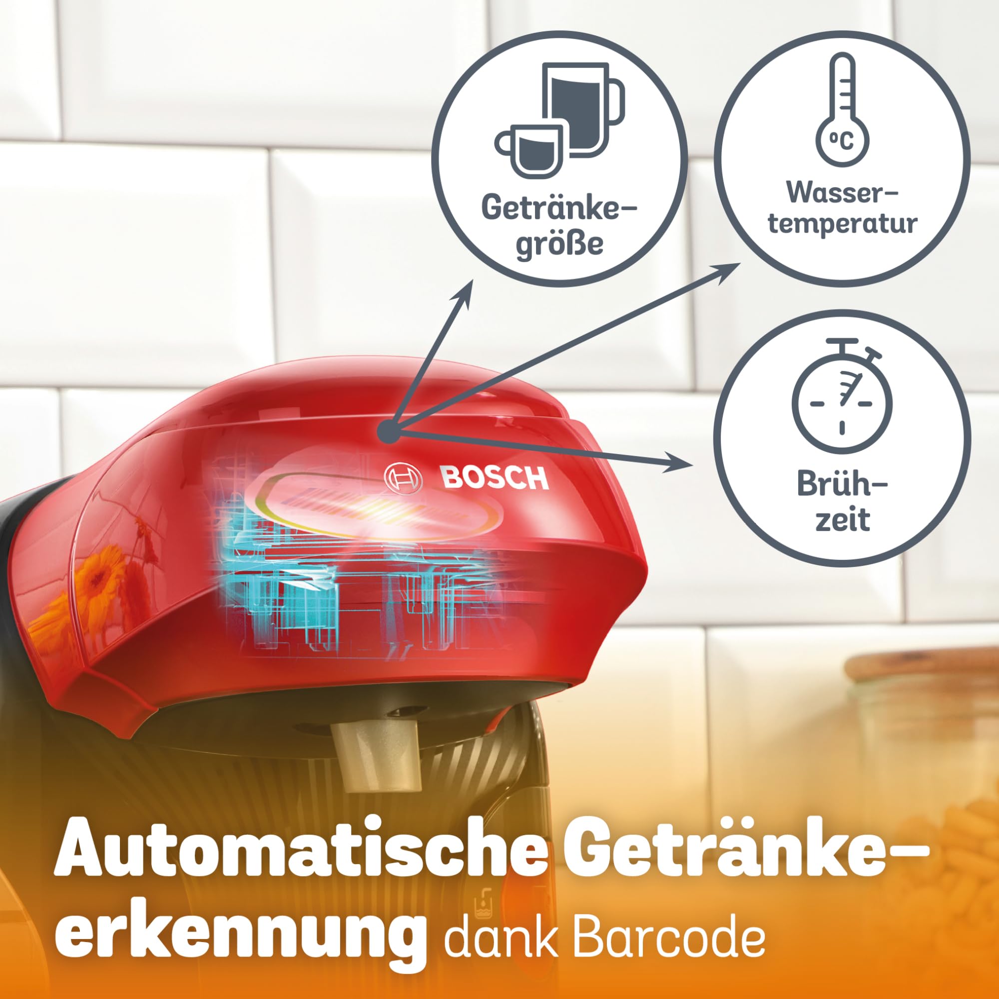 Bosch Tassimo Style TAS113E Kapselmaschine, 1400 W, rot, über 70 Getränke