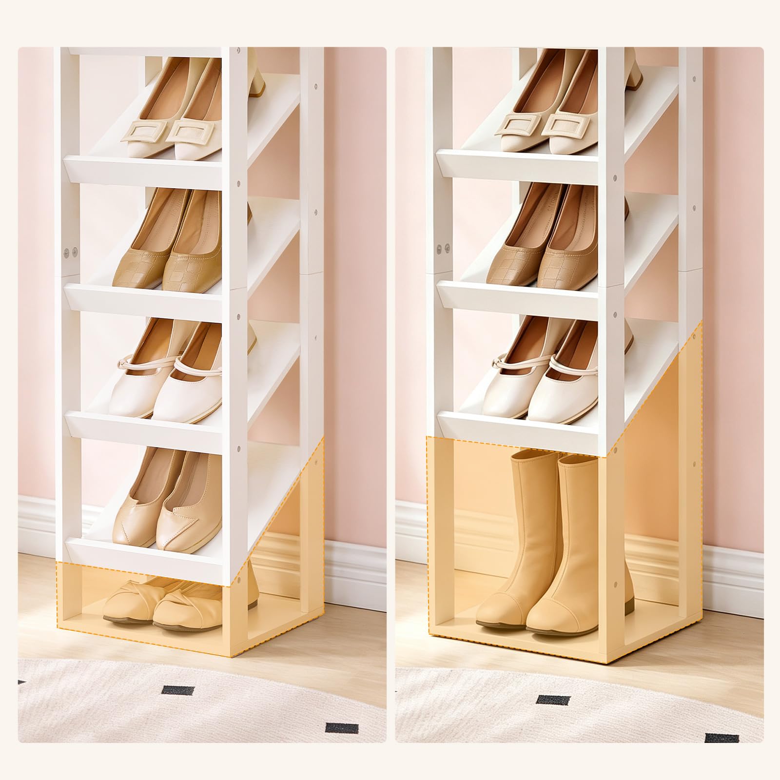 HOOBRO Scarpiera a 10 Livelli, Scaffale Portascarpe con Design Inclinato, Organizzatore Portascarpe per Ingresso, Corridoio, Atrio e Vano Scale, Bianco EWW104XJ01