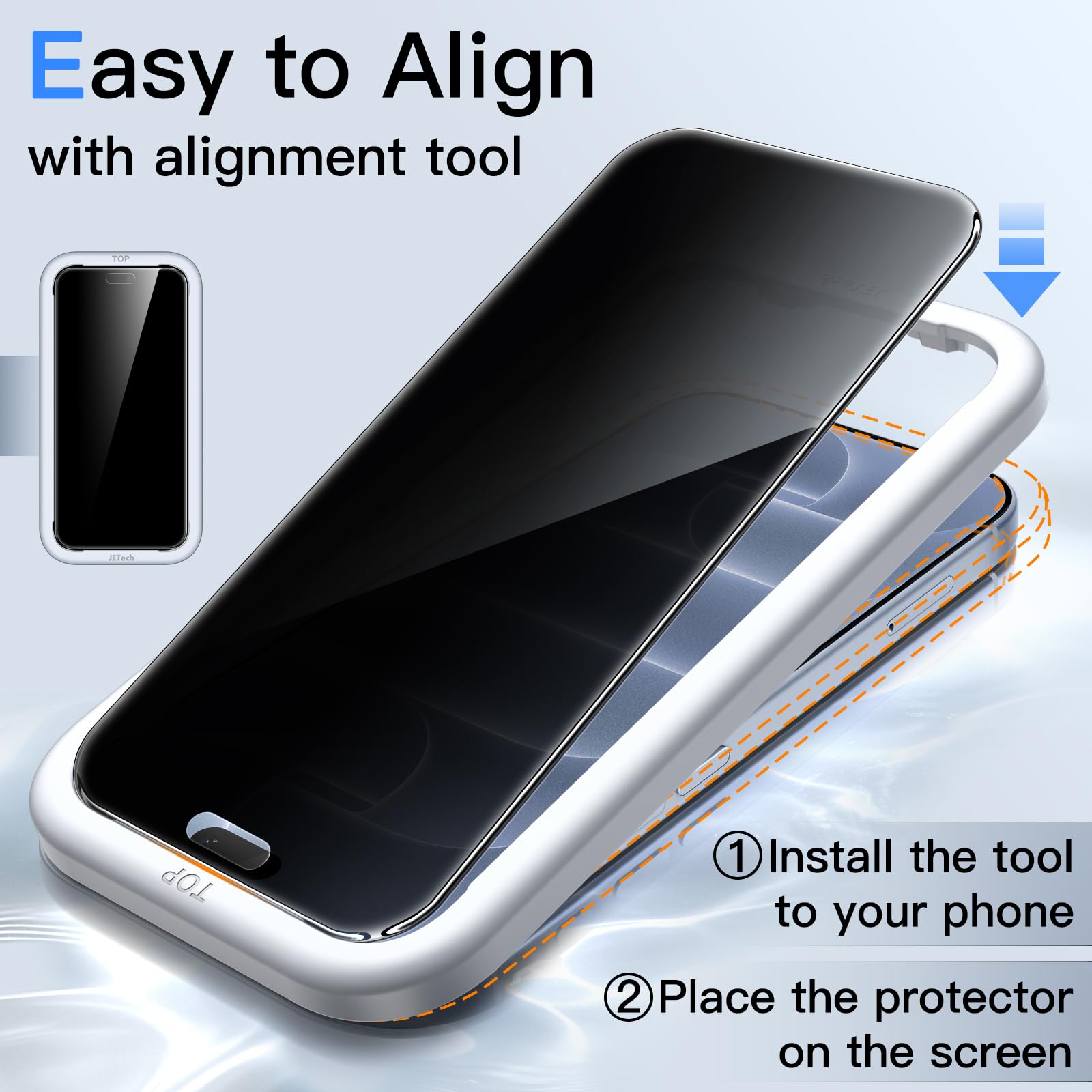 JETech Privacy Screen Protector Guard for iPhone 18 Pro, 2-Pack — Amazon image 4
