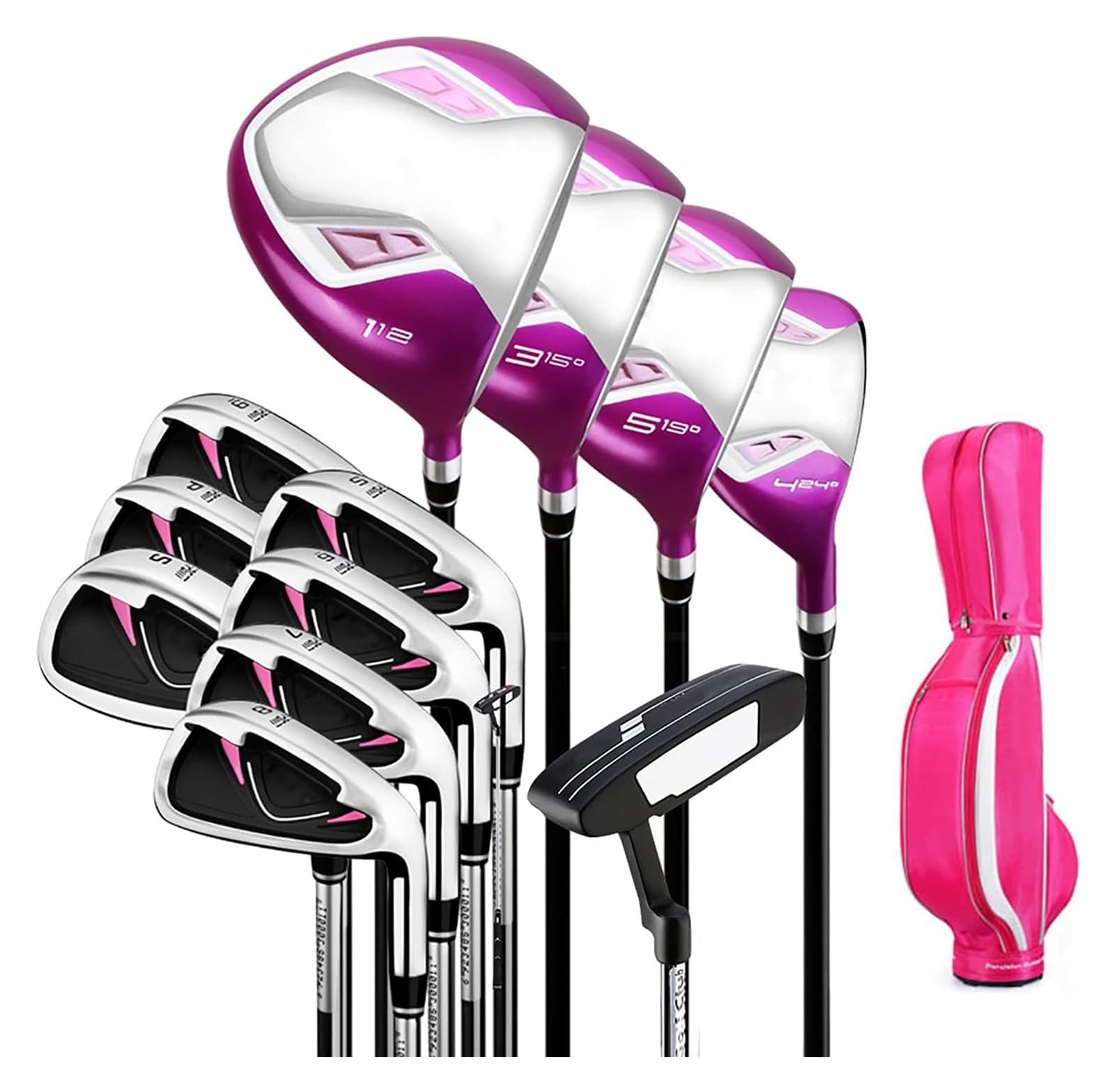 Juego completo de palos de golf para mujer con eje de grafito, 12 piezas con bolsa de carrito, mano derecha