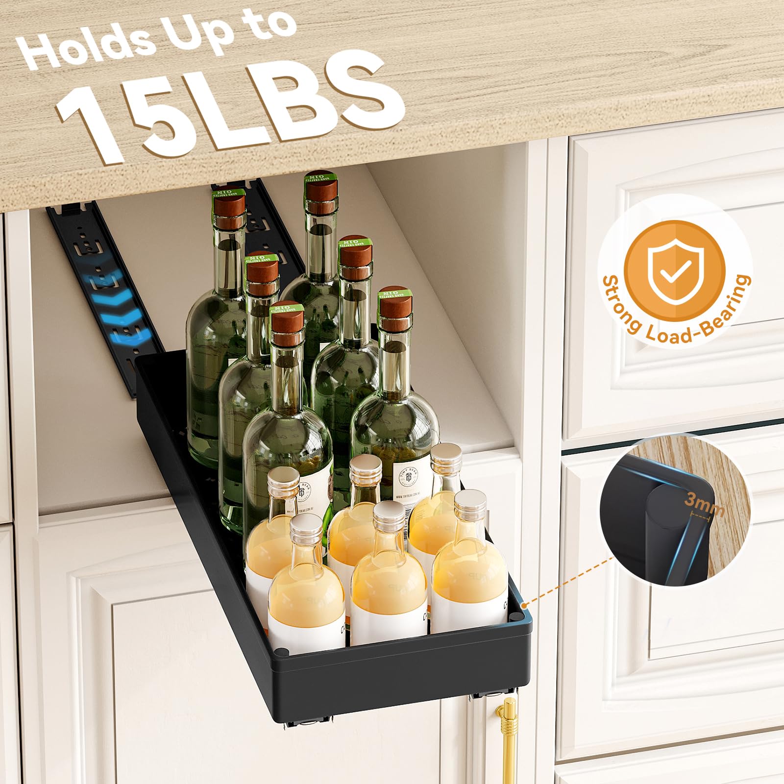 CASARIA® 4x Tiroir télescopique de rangement 40 cm pour armoire cuisine tiroir de cuisine métal