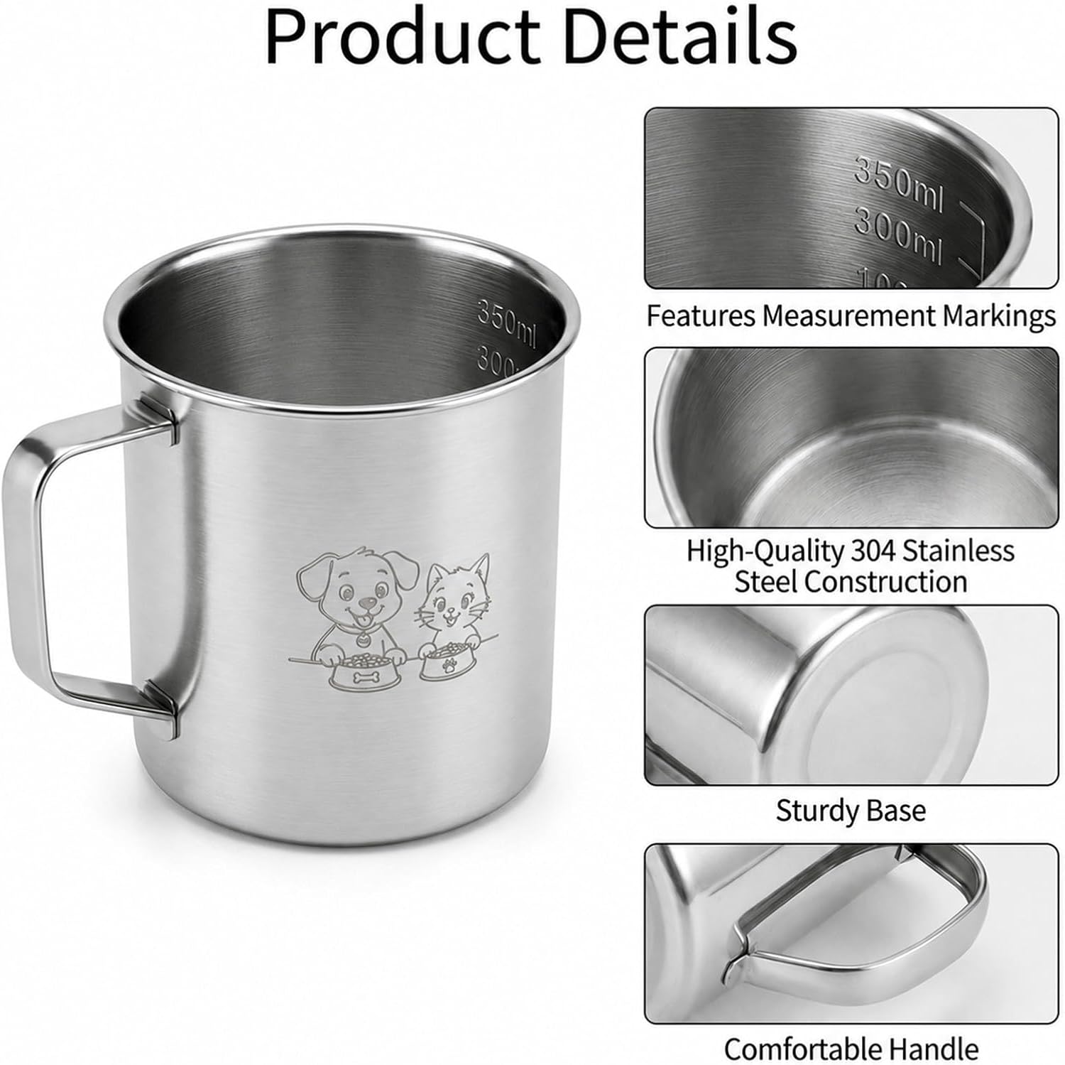 1.5 Cup Dog Food Scoop Stainless Steel Dog Food Measuring Cup