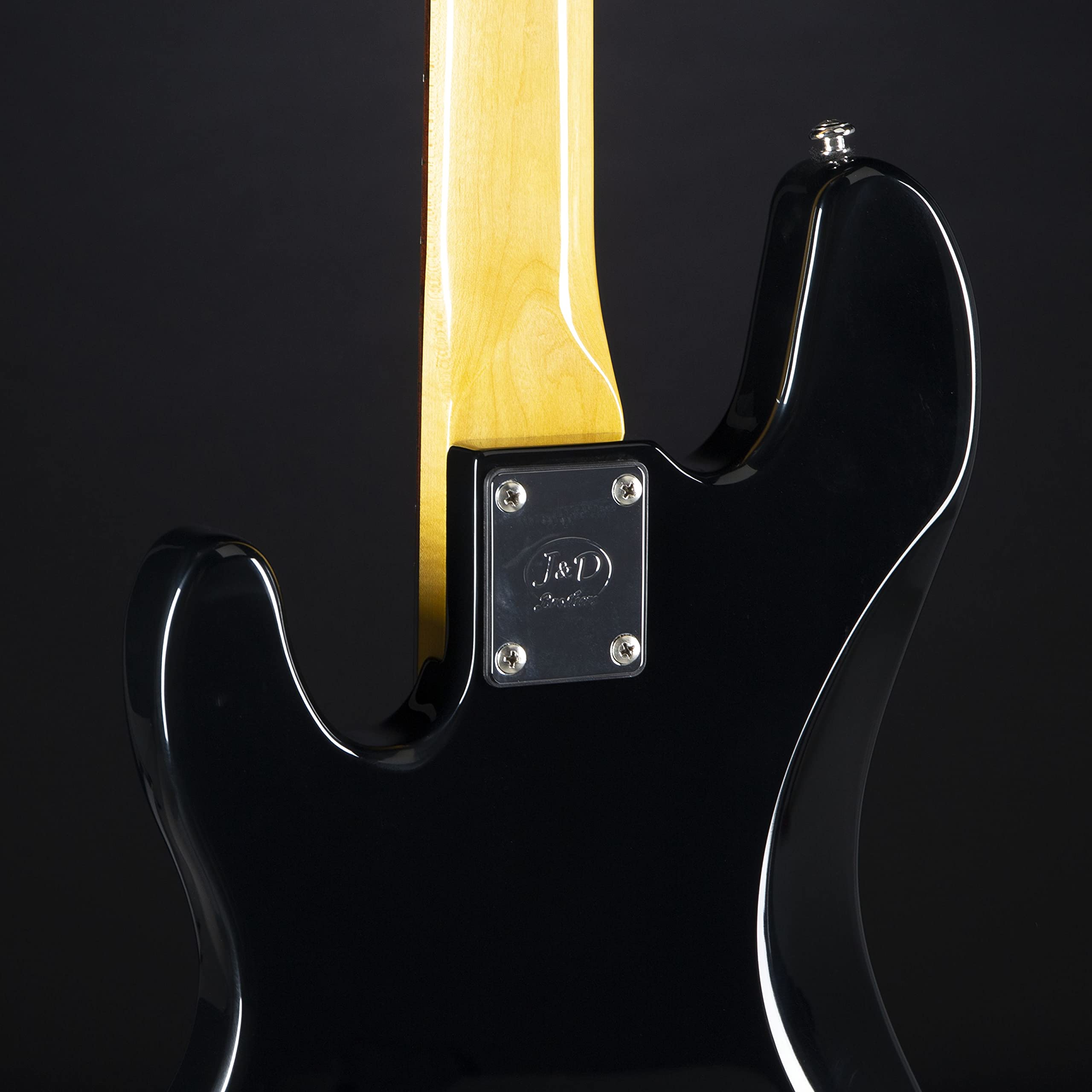 J & D E-Bass, Elektrische Bass Gitarre mit 4 Saiten und Linde Korpus, P Bass mit Split-Coil Tonabnehmer und passiver Elektronik, Vintage 1963 Black