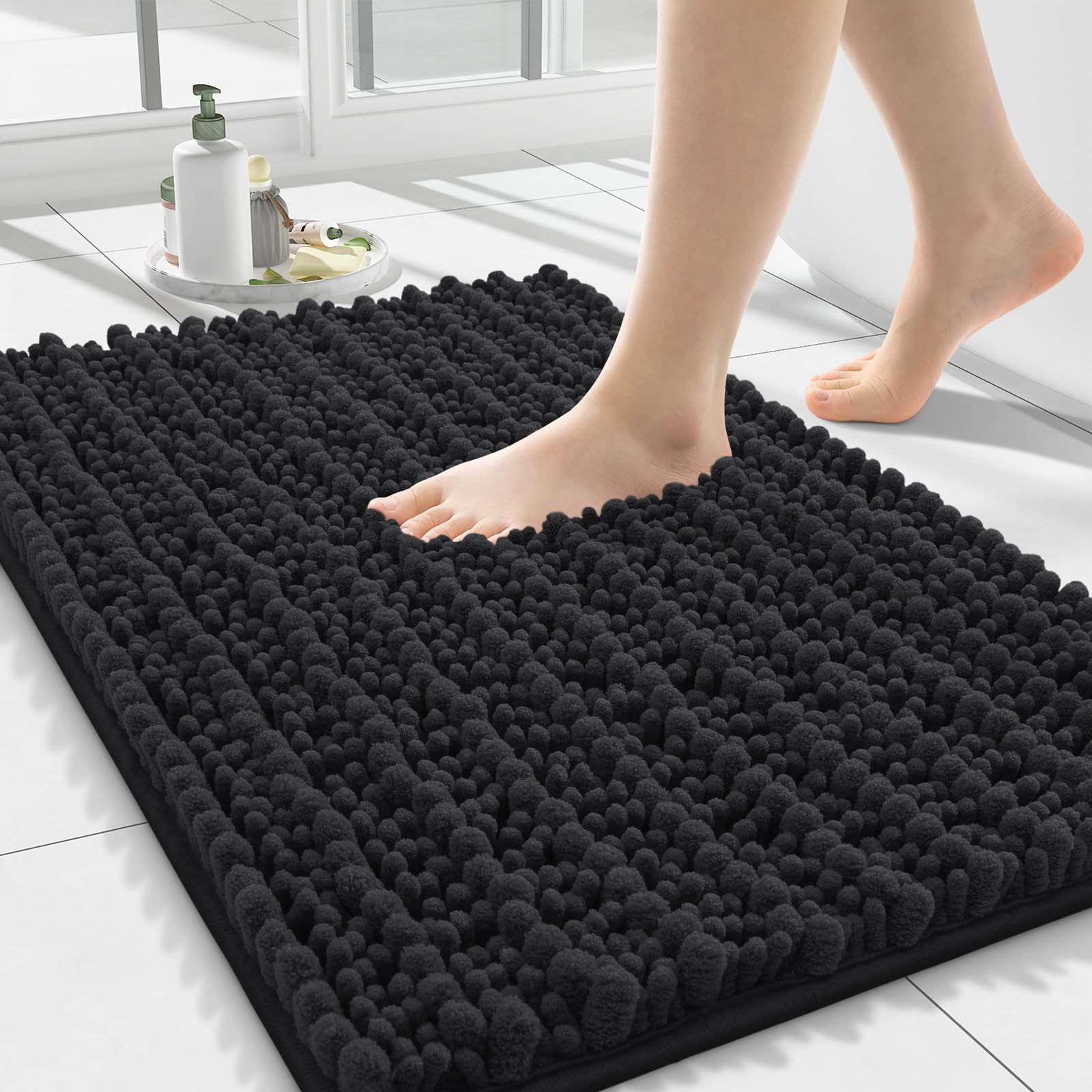 Smiry Bathroom Rugs Mat 24x16, Extra Soft Absorbent Chenille Bath Rugs, Non Slip Rubber Backing Machine Washable Quick Dry Bath Mats for Bathroom