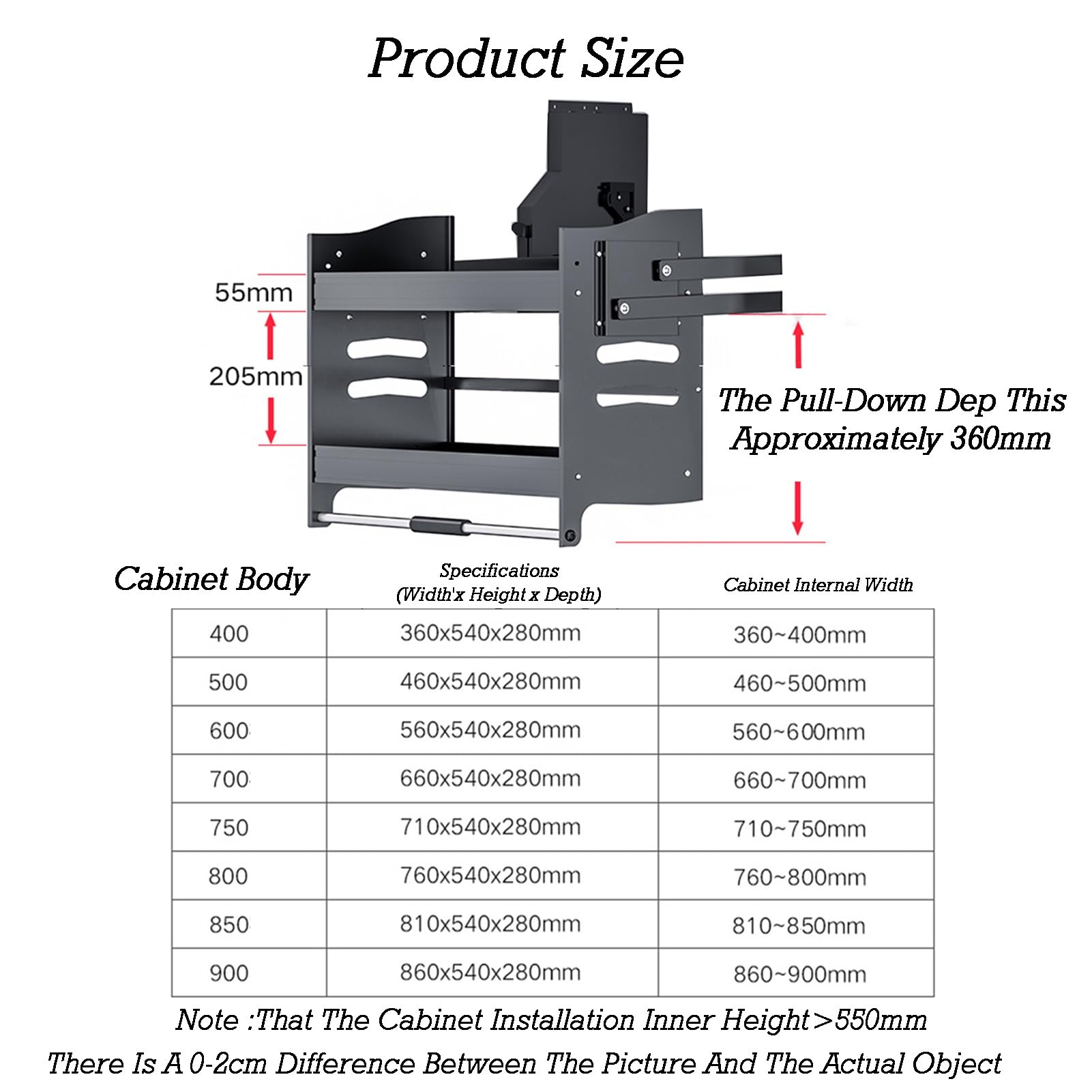 ISCBAFYX Robuster Geschirrregal-Organizer aus Edelstahl, platzsparend, ausziehbares Regal für Küchenschränke aus Metall, für Gewürzflaschen (810 x 540 x 280 mm)