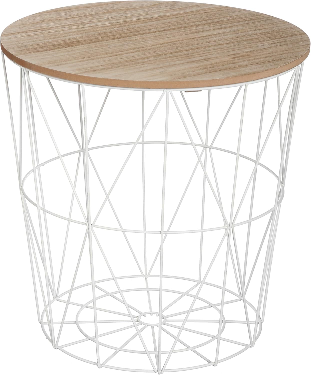 TIENDA EURASIA - Mesas Auxiliares para Salon | Set 2 Mesas Redondas de Centro | Estructura Metálica de Rejilla y Tapa de Madera MDF | Medida 41 x 40 cm (2 x Blancas)