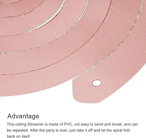 Miniatura 4 de MECCANIXITY 30 espirales colgantes de fiesta de oro rosa de una sola tira para colgar decoraciones colgantes de 27.6 pulgadas, serpentinas de techo