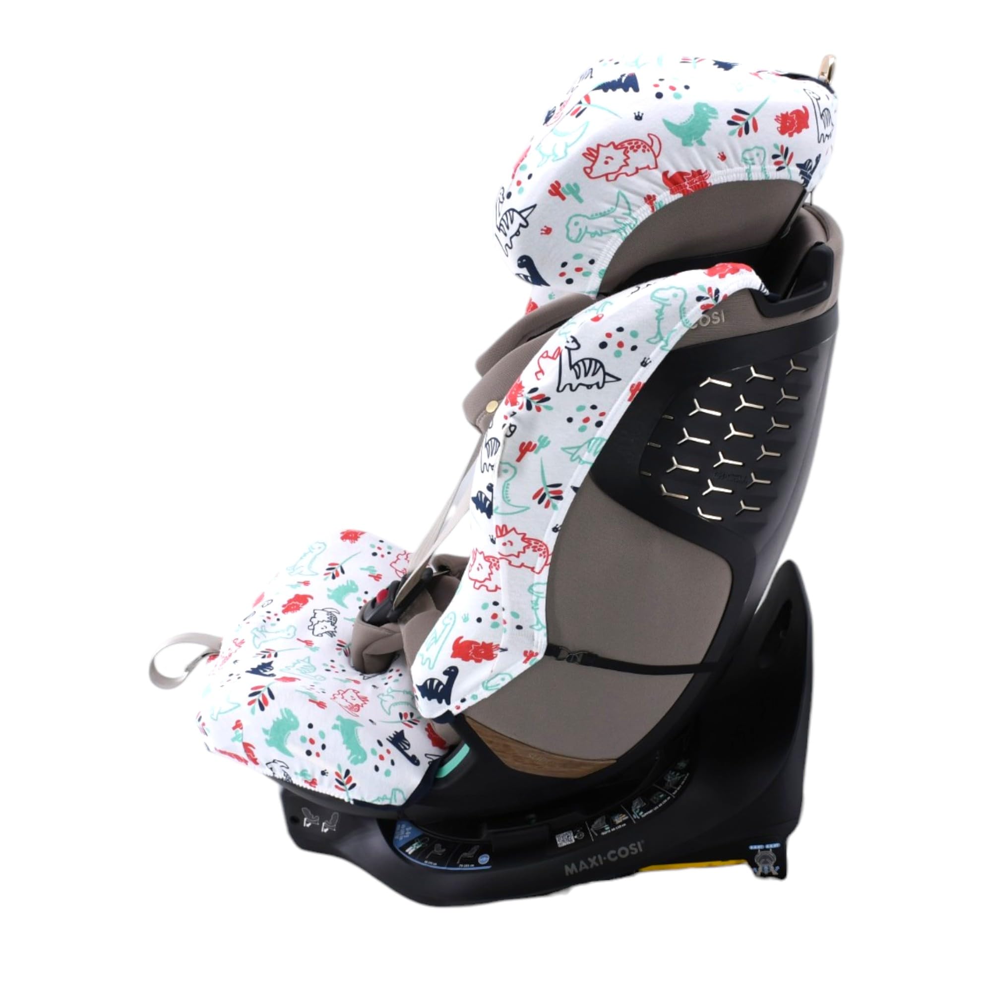 JYOKO Kids Bezug aus Bio-Baumwolle für Maxi-Cosi Emerald 360 Pro | Kompatibel mit Maxi-Cosi Emerald 360 Pro, Bio-Baumwolle, Dino Party, hergestellt in Barcelona.