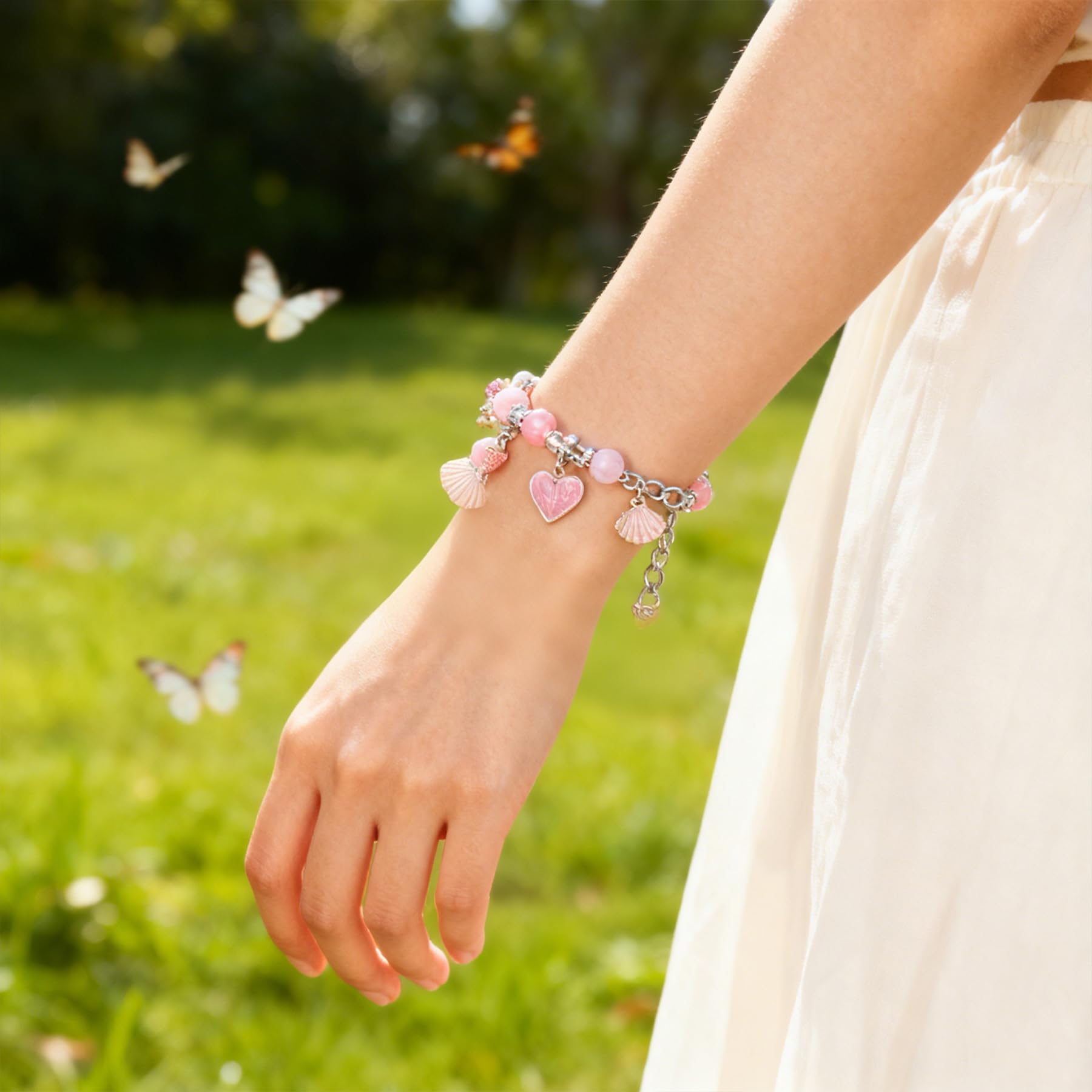 Homgaty Kit Braccialetti Fai da Te - Set per Fare Braccialetti con 70 Perline, Ciondoli e Chiusure, Crea Braccialetti per Ragazze, Regalo Kit Creativo