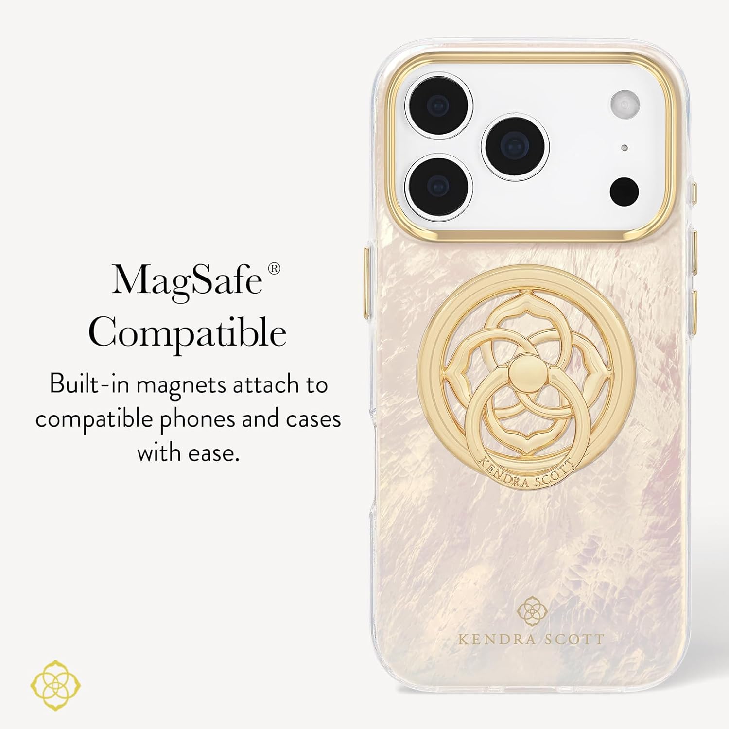 Kendra Scott Magnetic Phone Ring Grip with Stand - Removable and Collapsible - Gold Medallion