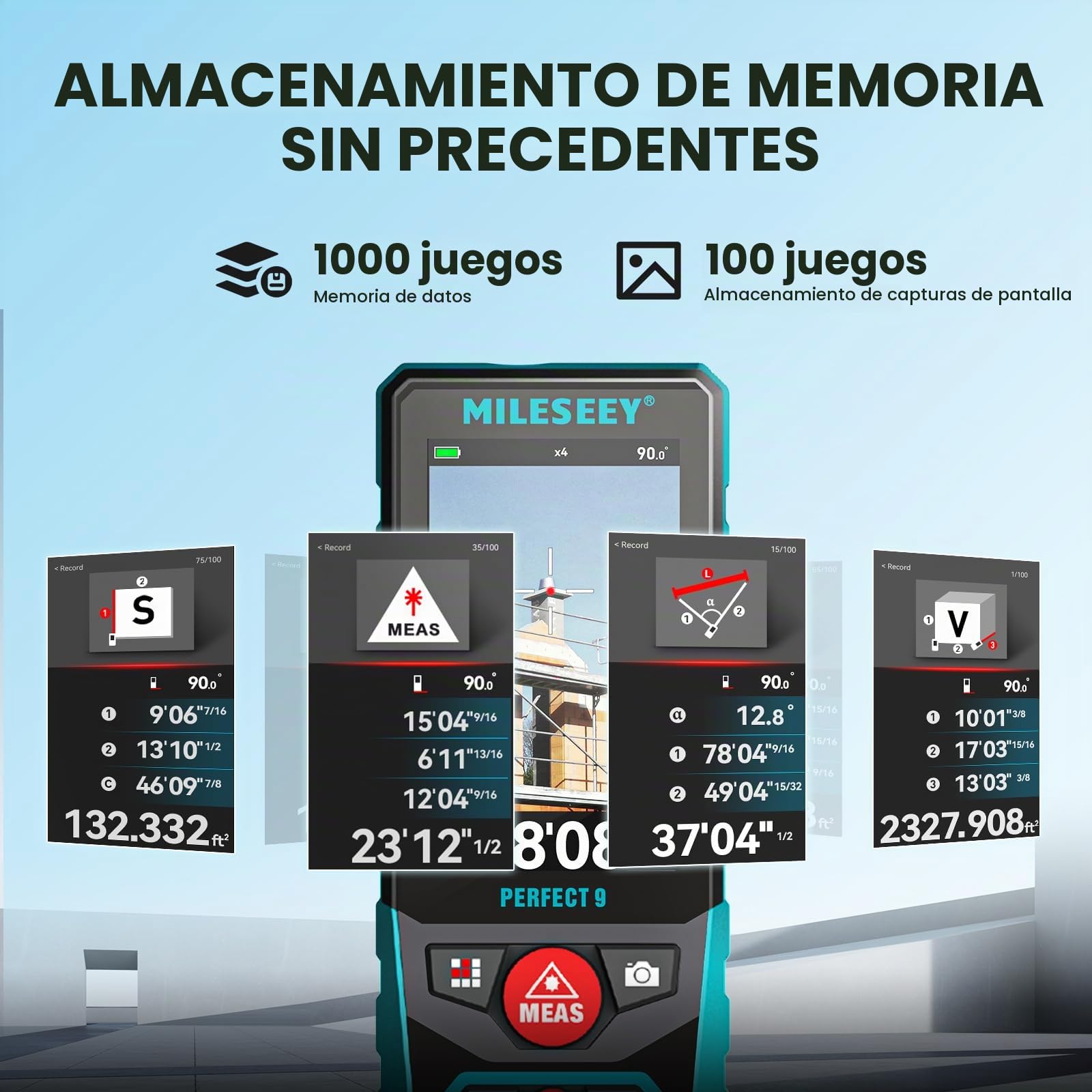 MILESEEY P9 Medidor Laser para Exteriores, 300m Metro Láser de Profesional | Zoom HD 4X, 3" Pantalla Retroilum, Tecnología Punto a Punto para Grandes Proyectos al Exterior