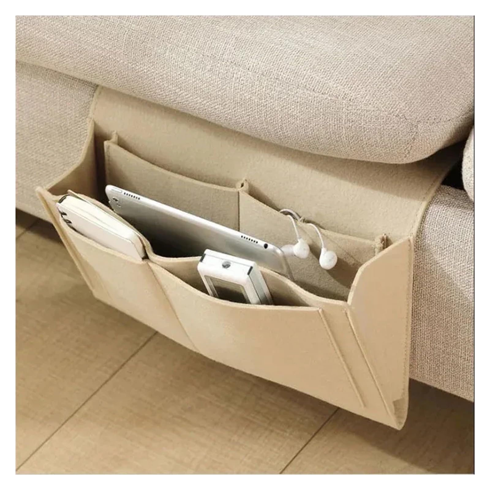 Sac de rangement de chevet en feutre avec poches pour bureau
